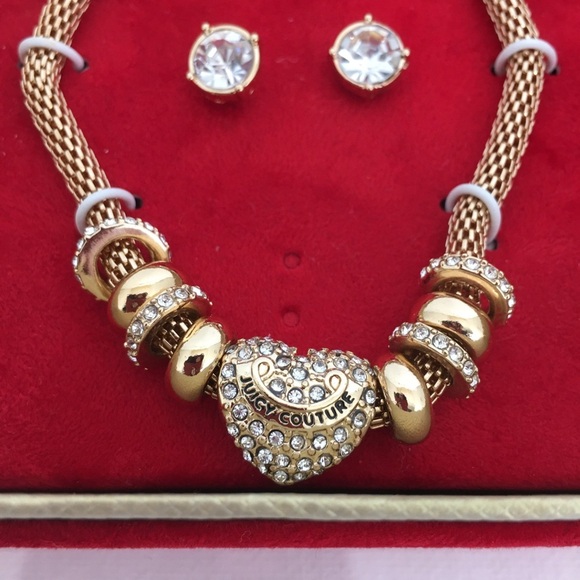 Juicy Couture Puffy Heart Bracelet & Earrings Gift Set NEW - Picture 3 of 8